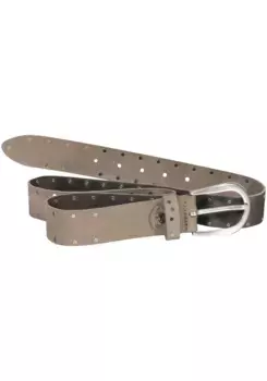 Кожаный ремень Silbergift из шелковистого нубука с заклепками, цвет Schlamm