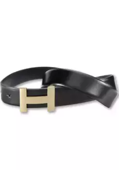 Кожаный ремень Silbergift, изогнутая шелковистая яловая кожа, черный