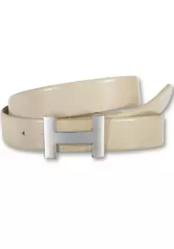 Кожаный ремень Silbergift с эксклюзивной дизайнерской застежкой, бежевый