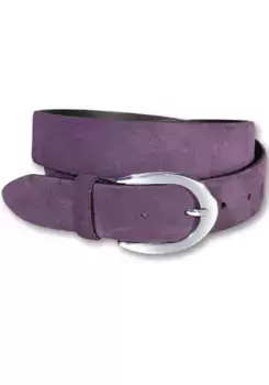 Кожаный ремень Silbergift с серебряной застежкой, открытый вид, фиолетовый