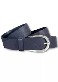 Кожаный ремень Silbergift с штриховкой и серебряной застежкой в виде подковы, цвет морской волны
