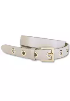 Кожаный ремень Silbergift, стильный вид благодаря металлическим люверсам, бежевый