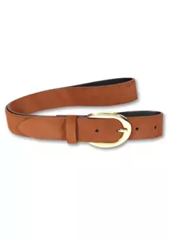 Кожаный ремень Silbergift, замшевый ремень с серебристой застежкой, цвет Cognac