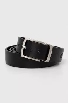 Кожаный ремень со сменными пряжками. Lacoste, черный