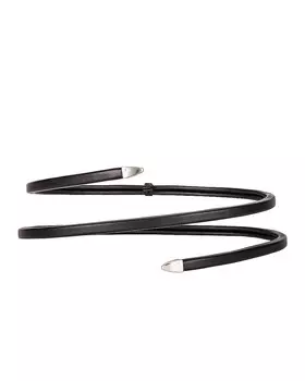Кожаный ремень со змеей Bottega Veneta, цвет Black & Silver