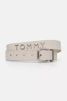 Кожаный ремень Tommy Jeans, бежевый