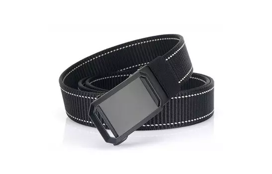 Кожаный ремень унисекс ALIEN BANG, Подарочная коробка из массива черного цвета с узором гусиные лапки