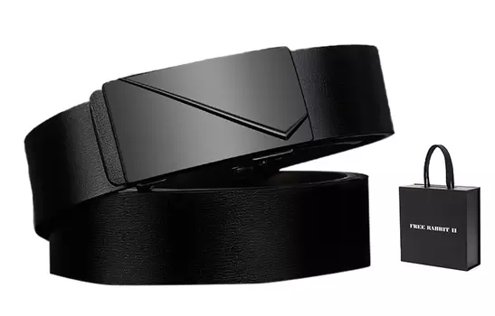 Кожаный ремень унисекс FREE RABBIT, Black+Box Limited Edition