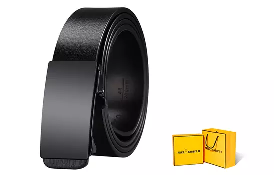 Кожаный ремень унисекс FREE RABBIT, Black+Box Limited Edition