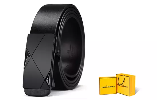 Кожаный ремень унисекс FREE RABBIT, Gunmetal+Box Limited Edition