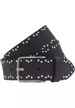 Кожаный ремень Vanzetti с заклепками снаружи, мягкая воловья кожа, цвет Schwarz-Goldfarben