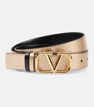 Кожаный ремень VLogo с металлической пряжкой Valentino Garavani, Mekong/Nero