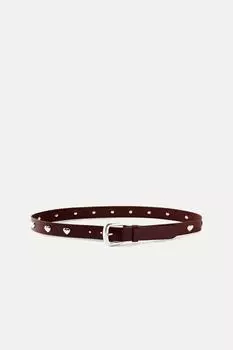 Кожаный ремень в форме сердца ZARA, красный