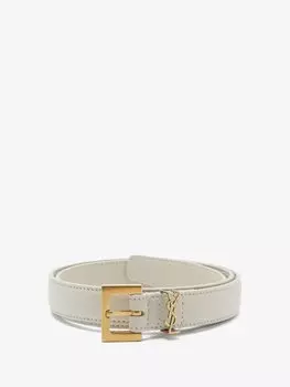 Кожаный ремень ysl с бляшкой Saint Laurent, бежевый