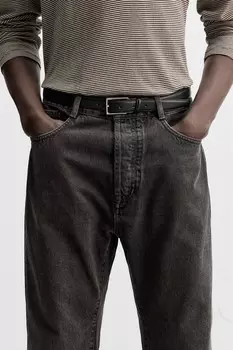 Кожаный ремень ZARA, черный