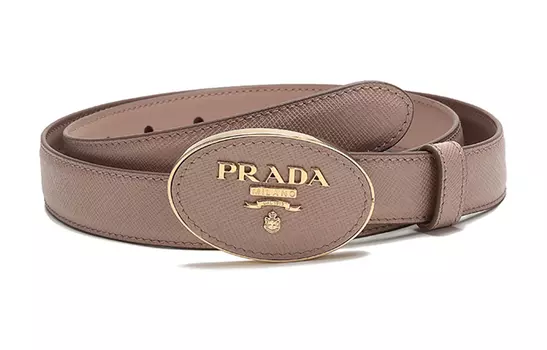 Кожаный ремень женский абрикосового цвета PRADA, Apricot