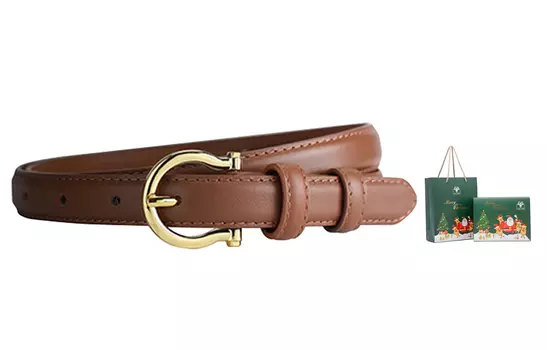 Кожаный ремень женский Ace Paul, Black+Christmas Box