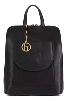 Кожаный рюкзак Elsa с передним карманом с клапаном Lia Biassoni, черный