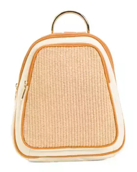 Кожаный рюкзак Made In Italy со вставками из рафии Valentina, цвет Prosecco