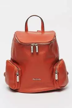 Кожаный рюкзак с боковыми карманами на молнии Pierre Cardin, красный