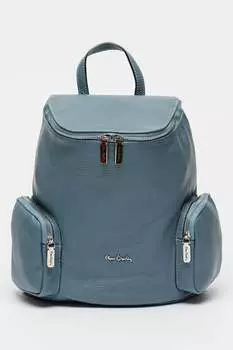 Кожаный рюкзак с боковыми карманами на молнии Pierre Cardin, синий