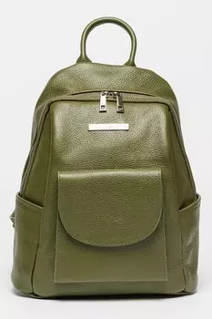 Кожаный рюкзак с карманом на клапане Chiara Canotti, зеленый