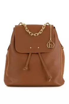 Кожаный рюкзак с ручкой-цепочкой Lia Biassoni, коричневый