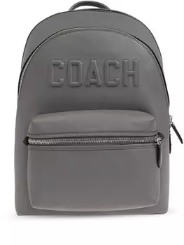 Кожаный рюкзак с тисненым логотипом Coach, серый