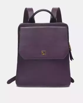 Кожаный рюкзак с золотыми деталями и застежкой-молнией Abbacino, сиреневый