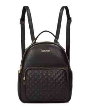 Кожаный рюкзак в городском стиле с тисненным узором Kazar, черный