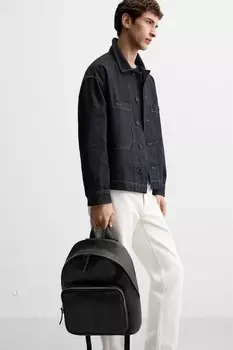 Кожаный рюкзак ZARA, черный