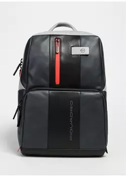 Кожаный серый - черный мужской рюкзак Piquadro