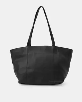 Кожаный шоппер среднего размера с фирменной отделкой Latouche, черный