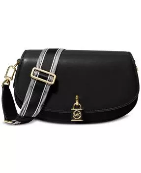 Кожаный слинг-мессенджер Mila среднего размера East West Michael Kors, черный