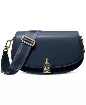 Кожаный слинг-мессенджер Mila среднего размера East West Michael Kors, синий