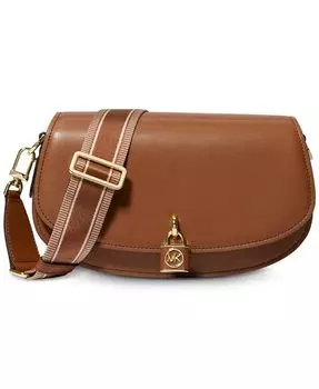 Кожаный слинг-мессенджер Mila среднего размера East West Michael Kors, коричневый