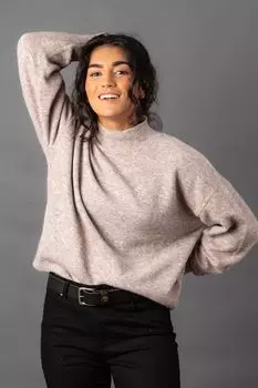 Кожаный свитер Sheeka Lakeland с высоким вырезом Lakeland Clothing, бежевый