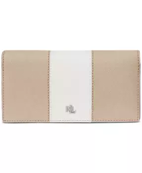 Кожаный тонкий кошелек Crosshatch с застежкой на кнопку Lauren Ralph Lauren, мультиколор