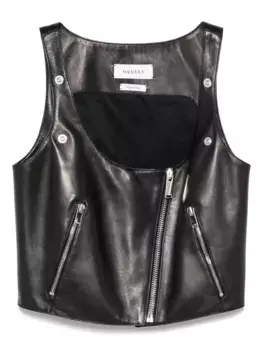 Кожаный топ Alexander McQueen, черный