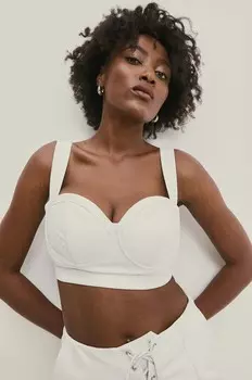 Кожаный топ Answear Lab, белый