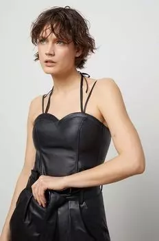 Кожаный топ Answear Lab, черный