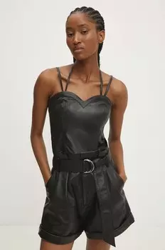 Кожаный топ Answear Lab, черный