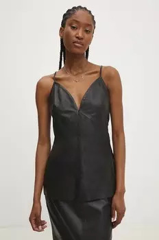 Кожаный топ Answear Lab, черный