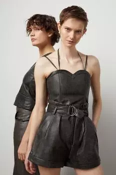 Кожаный топ Answear Lab, серый