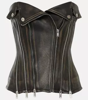 Кожаный топ без бретелек DION LEE, черный