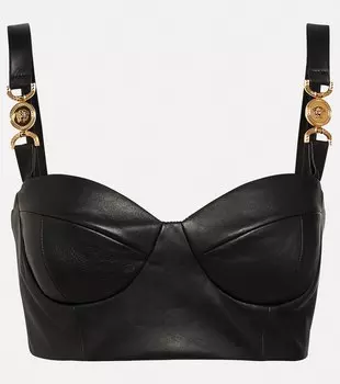 Кожаный топ-бюстье Medusa '95 VERSACE, черный