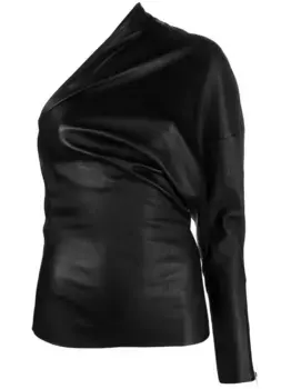Кожаный топ Luxor на одно плечо Rick Owens, черный