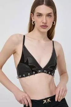 Кожаный топ Pinko, черный