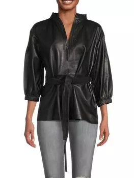 Кожаный топ с поясом Bailey Peasant Truth, черный