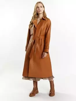 Кожаный тренч Dreimaster, коричневый